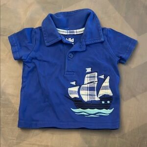 Carter's Blue Polo Shirt with Sailboat Design